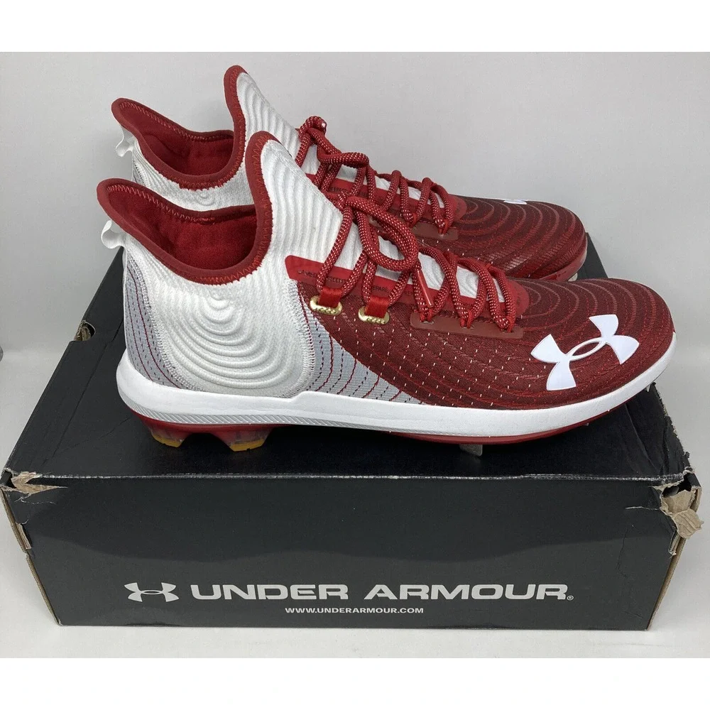 Under Armour‎ Harper 4 Low St Metal Baseball Cleats White Red Mens Size 14